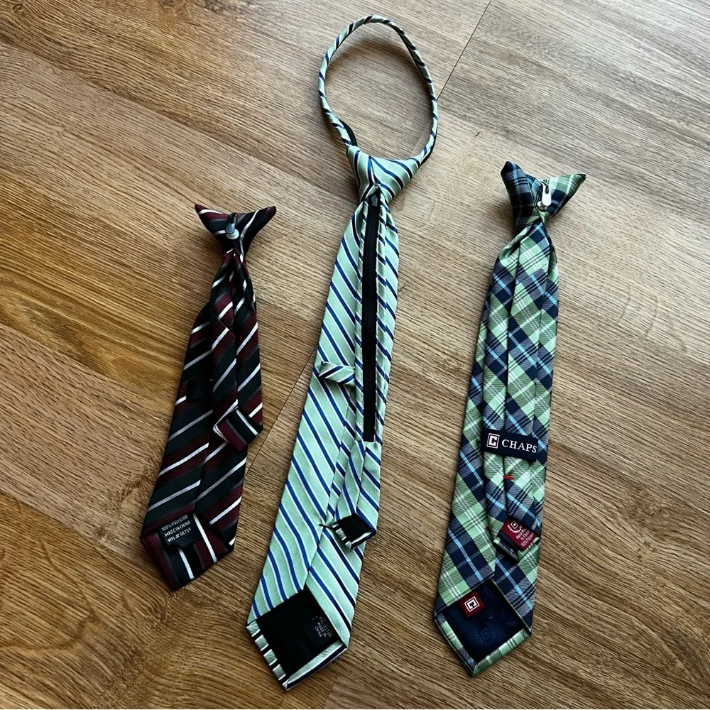 (Bundle of 3) Youth Boys Ties Necktie and Clip On Ties